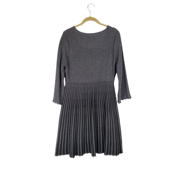 Calvin Klein Sweater Dress Lightweight Gray Black Fit & Flare Womens Size Large - Picture 2 of 6